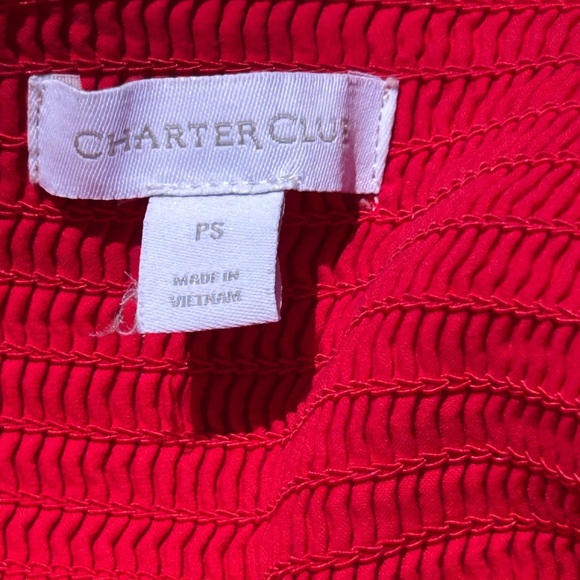 Charter Club Tie Sleeve 100% Cotton Eyelet Tiered Midi Sundress Lined Women PS - Picture 8 of 12